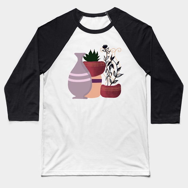 Bohemian plants pots Baseball T-Shirt by Almanzart